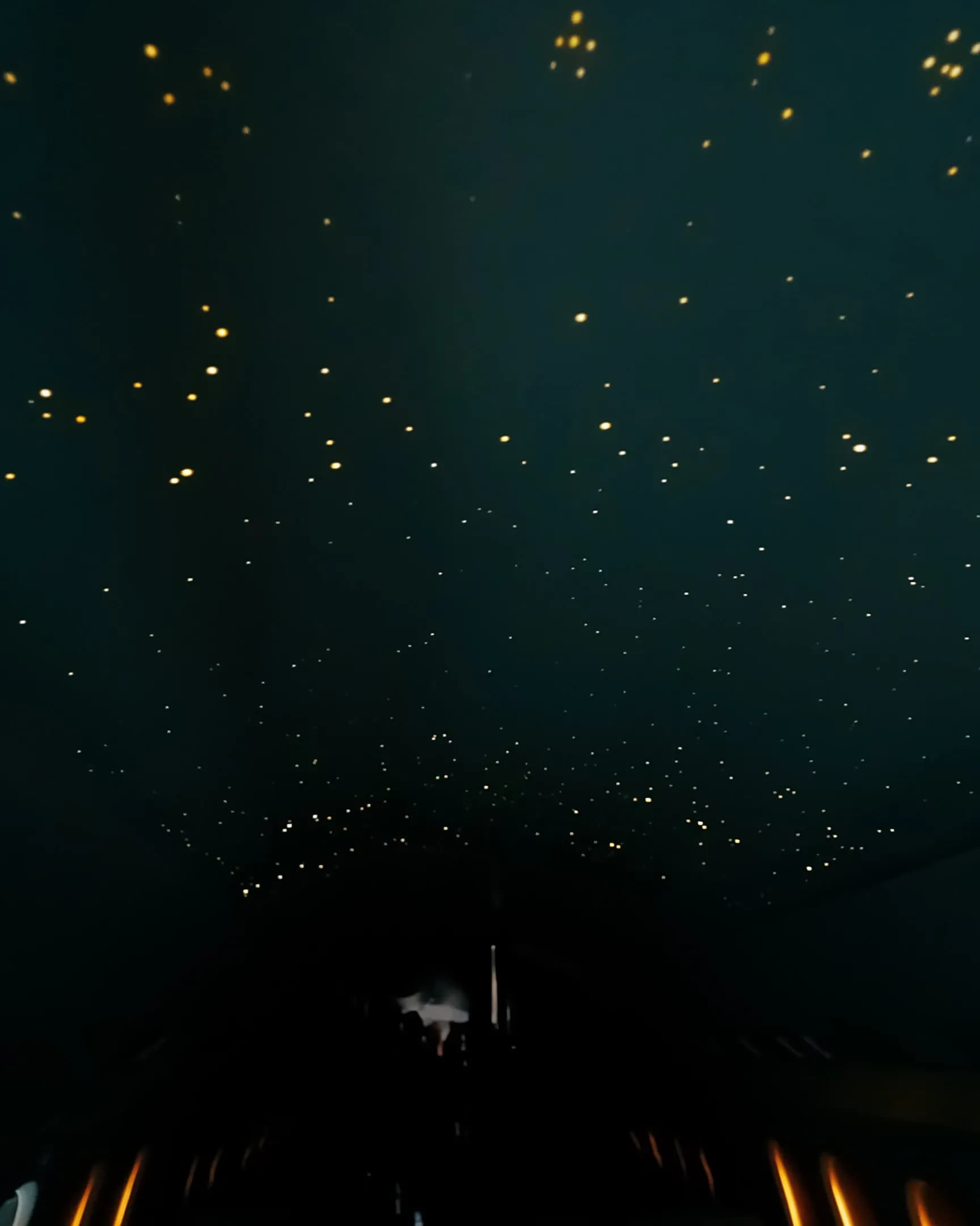 Vertical view of the Falcon 2000 illuminated star-like ceiling pattern.